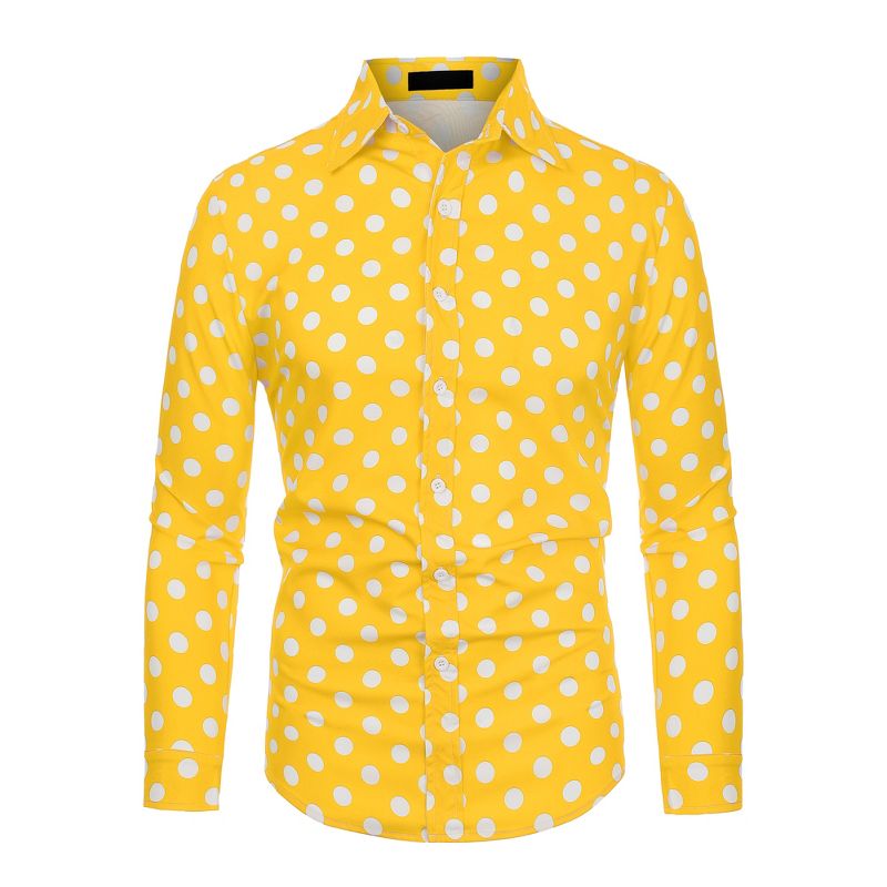 Lars Amadeus Men's Polka Dots Long Sleeve Slim Fit Dress Button Down Shirt, 1 of 7