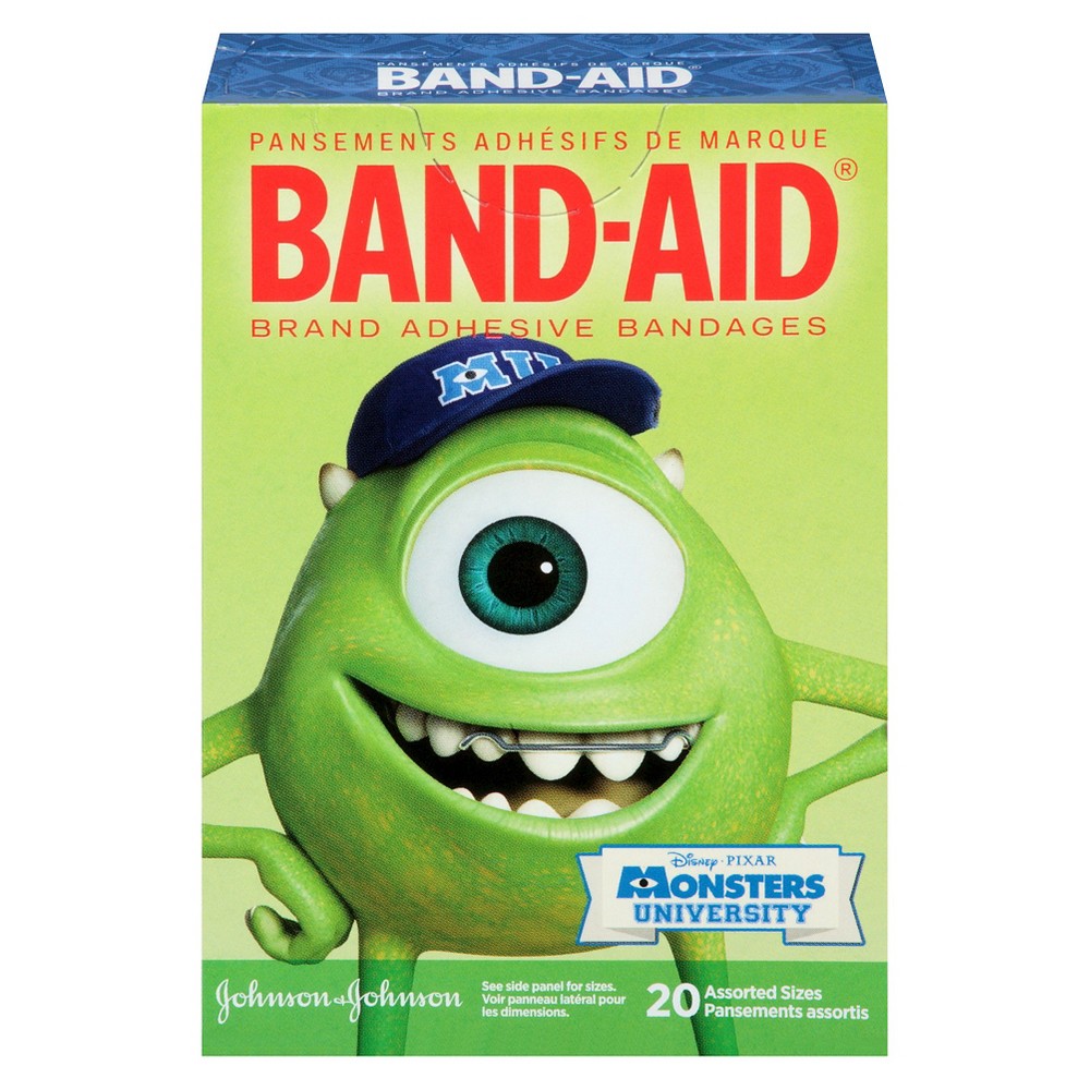 UPC 381371158034 product image for BAND-AID Monsters University Adhesive Bandages - 20 Count | upcitemdb.com