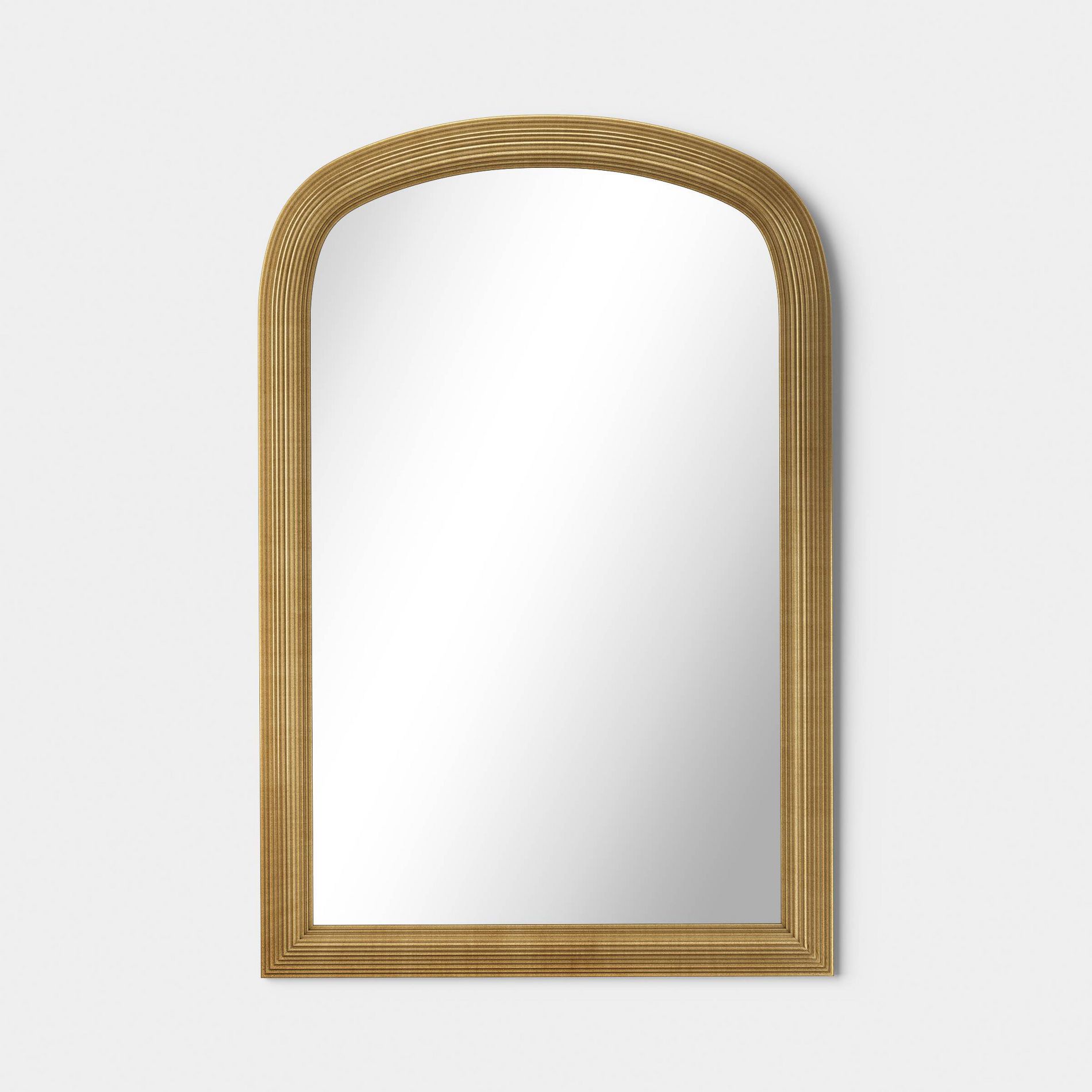 24"x36" Arch Ribbed Wall Mirror Antique Brass - Threshold™