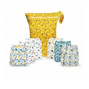 6ct Reusable Cloth Diapers, One Size Adjustable, Washable Soft Absorbent, Waterproof Cover, 4-Layers Microfiber Inserts - Simple Being - 1 of 4