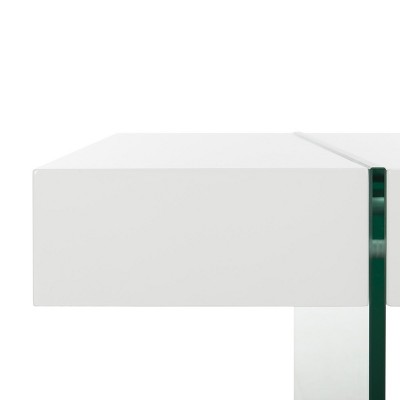 Jacob White Rectangular Glass Leg Modern Coffee Table
