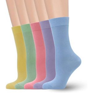 SERISIMPLE Women Soft Thin Viscose Bamboo Crew Socks, Fit Stretchy Casual, Business, Dress Calf Sock Large White 5 Pairs - 1 of 4