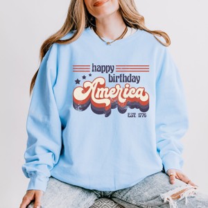 Simply Sage Market Happy Birthday America Retro Lightweight Garment Dyed Sweatshirt - 1 of 4