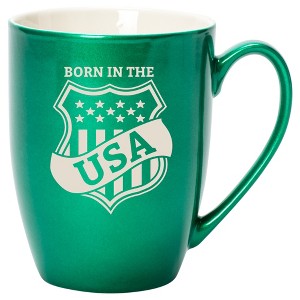 100 North United States of America 10 Ounce Emerald Green Metallic Finish, Comfortably Fits Your Hands, New Bone China Coffee Tea Cup Mug, Born In The - 1 of 1