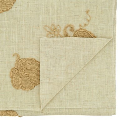 Beige Pumpkin Appliqué Fall Table Runner, 16" x 70"