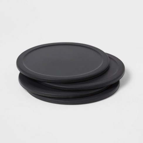 Viski Black Marble Coasters - Round Black Coasters For Drinks - Heavy Stone  With Cork Backing And Stand - Real Black Marble Coasters Set Of 4 : Target