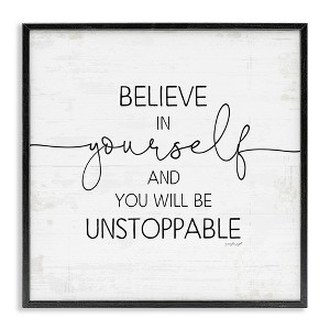 Stupell Industries Believe In Yourself Inspirational Framed Giclee Art, Black, 17" x 17" - 1 of 4