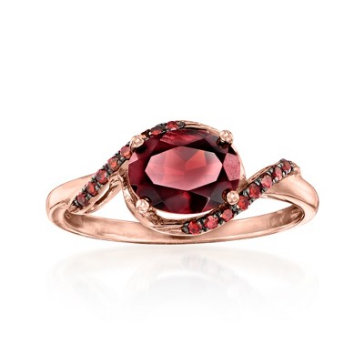 Ross-Simons 1.40 Carat Garnet and .11 ct. t.w. Red Diamond Ring in 14kt Rose Gold
