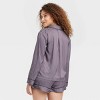 Women's Luxury Collection Shadow Striped Satin Notch Collar Top and Shorts Pajama Set - Auden™ - 2 of 4