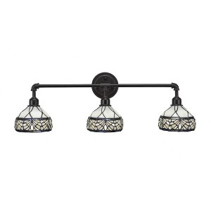 Toltec Lighting Vintage 3 - Light Vanity in  Dark Granite with 7" Royal Merlot Art Glass Shade - 1 of 1