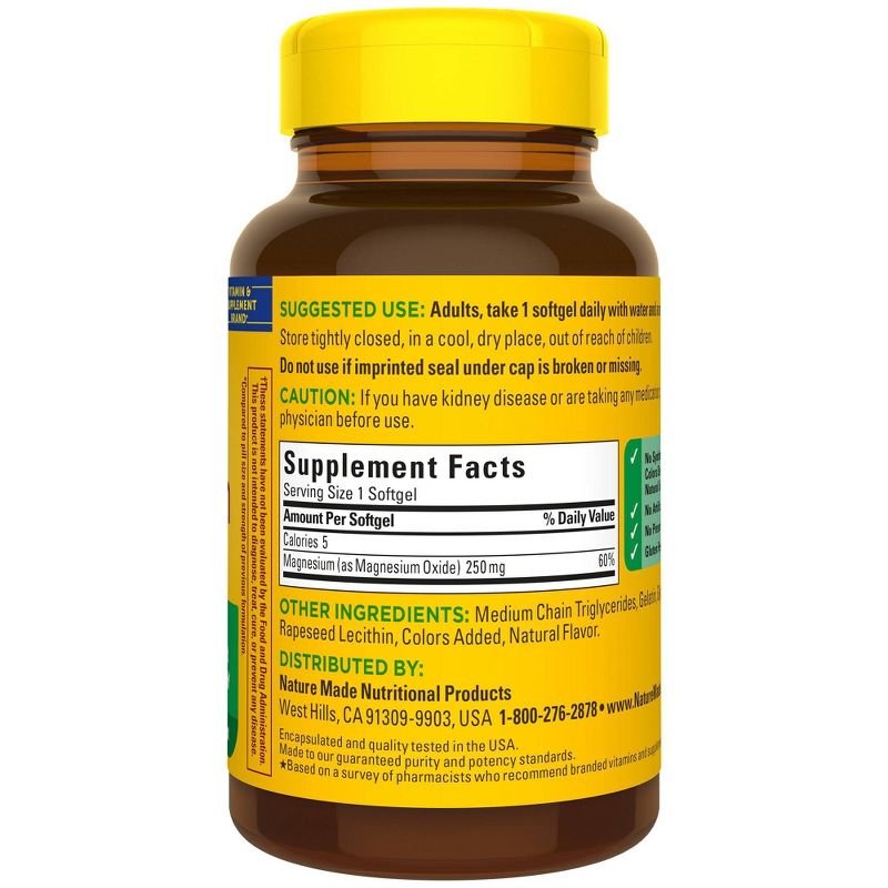 Nature Made Magnesium 250 mg Softgels - 90ct, 3 of 9