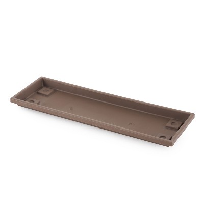 The HC Companies Akro Mils Farmhouse Venetian 24 Inch Rectangular Plastic Ridged Flower Box Plant Saucer Drip Tray, Chocolate