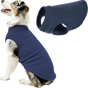 Gooby Stretch Fleece Vest, Pullover Fleece Vest Jacket Sweater for Dogs, Indigo Blue, 4X - 1 of 2