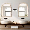 LuxenHome 34-Inch Tall Arch Natural Rubberwood Scalloped Frame Wall Mirror Brown - 4 of 4