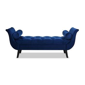 Jennifer Taylor Home Alma Tufted Flared Arm Entryway Bench, Navy Blue Velvet