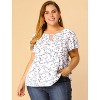 Agnes Orinda Plus Size Womens Tops Keyhole Flutter Short Sleeve Chiffon Floral Pattern - 4 of 4