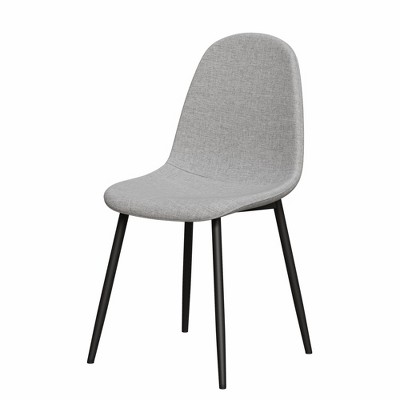 Lirago Set of 4 Modern Dining Chairs with Linen Seats & Black Metal Legs-Gray, Stylish Office/Home Furniture
