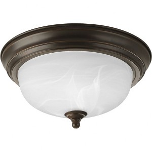 Progress Lighting, Melon Collection, 1-Light Flush Mount, Brushed Nickel, Alabaster Glass Shade - 1 of 2