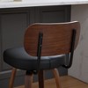 HDZNVF Set of 2 Swivel Bar Stools, 26 inch Upholstered Faux Leather Counter Height Barstools with Walnut Back - 4 of 4