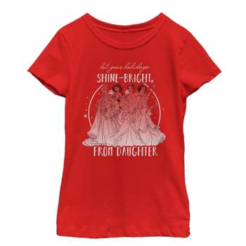 Girl's Disney Princesses Christmas Greetings From Daughter T-Shirt