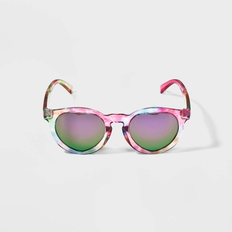 Girls&#39; Crystal Tie-Dye Printed Round Sunglasses - Cat &#38; Jack&#8482; Purple, 1 of 5