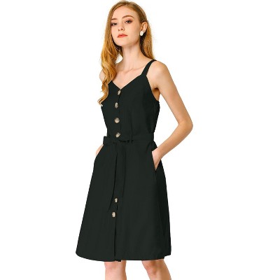 INSPIRE CHIC Women's Sweetheart Neck Sleeveless Button Front Dress