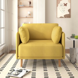 CAVINAS Modern Accent Chair with Soft Cushions Upholstered Comfy Chair Lounge Chair with Wooden Legs for Living Room - 1 of 4