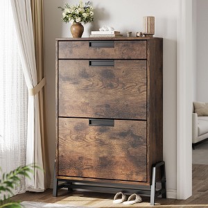 Shoe Storage Cabinet with Flip Drawers,Entryway Shoe Organizer with Drawer,Freestanding Hidden Narrow Shoe Rack Cabinet for Entryway,Hallway - 1 of 4