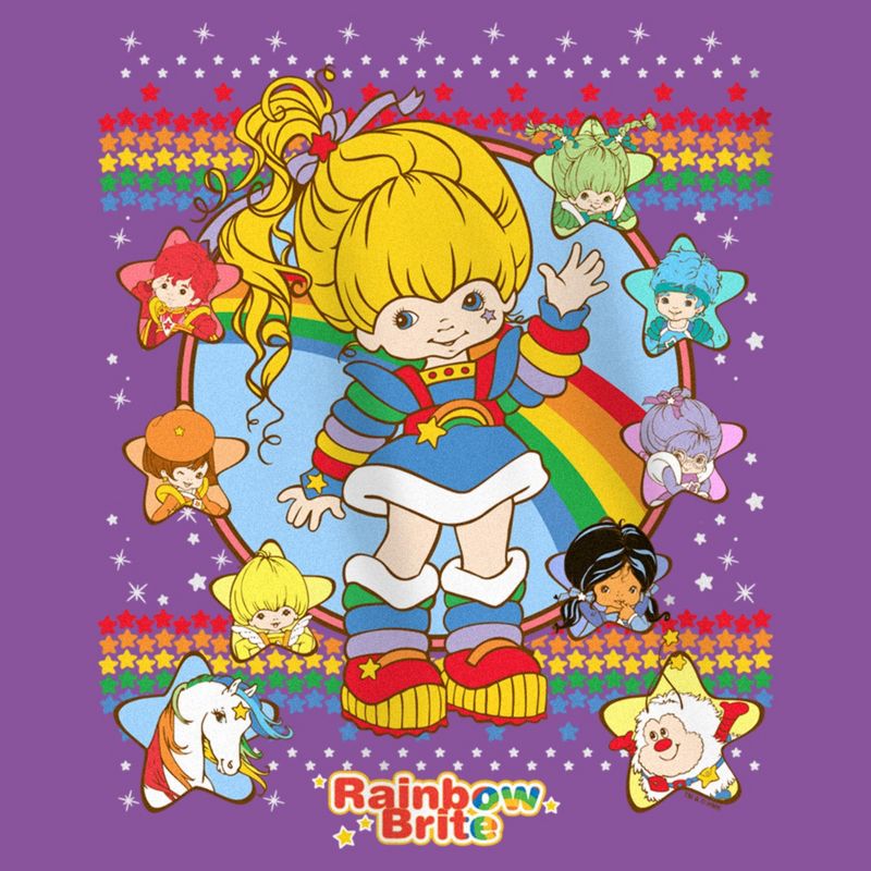 Girl's Rainbow Brite Ugly Sweater Characters T-Shirt, 2 of 5