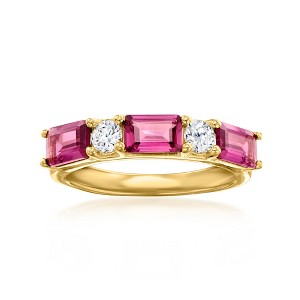 Ross-Simons 1.80 ct. t.w. Rhodolite Garnet and .31 ct. t.w. Lab-Grown Diamond Ring in 18kt Gold Over Sterling - 1 of 4