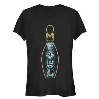 Juniors Womens The Big Lebowski Bowling Neon Light Print T-Shirt