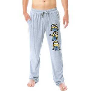Despicable Me Mens' Minions Chibi Character Soft Sleep Pajama Pants Grey - 1 of 3
