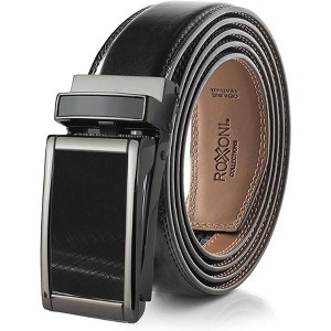 Roxoni Men's Genuine Leather Ratchet Dress Belt with Automatic Double Gloss Buckle, Enclosed in an Elegant Gift Box - 1 of 4