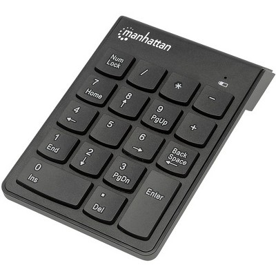 Manhattan Numeric Wireless Keypad, 18 Keys - USB, Wireless, 18 Full-Size Keys, Black