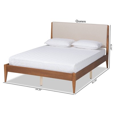 Lenora Queen Mahogany Wood Upholstered Platform Bed
