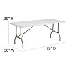 Emma and Oliver 6-Foot Bi-Fold Granite White Plastic Folding Table with Carrying Handle - 3 of 4