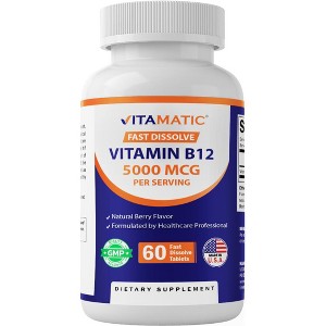 Vitamatic Vitamin B12 5000 mcg – 60 Fast Dissolve Tablets Berry Flavor - 1 of 4
