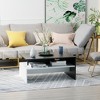 HOMCOM Modern Coffee Table,  2-tier Rectangular Center Table with Storage Shelves for Living Room, Black/White - 2 of 4