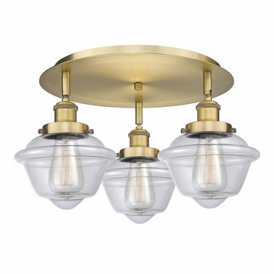 Oxford - 3 Light Flush Mount In Art Deco Style-8 Inches Tall and 18.25 Inches Wide