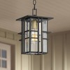 Possini Euro Design Arley Modern Outdoor Hanging Light Black Geometric Frame 12 1/2" Seedy Glass for Post Exterior Barn Deck House Porch Yard Patio - 2 of 4