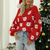 Women's Christmas Sweater Long Sleeve Cute Funny Soft Knitted Casual Pullover Sweater Red M - 3 of 4
