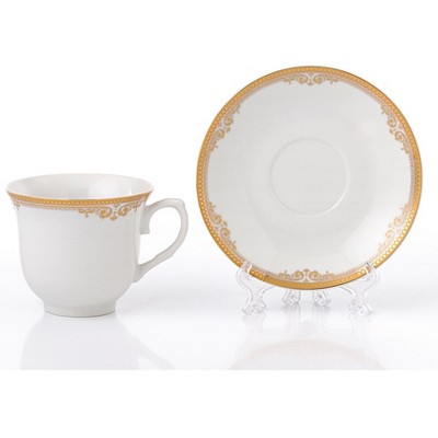 Gold Floral Design Porcelain Tea-Coffee Set for Four