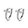 18K Gold Cross Huggie Earring with Genuine Crystals - 2 of 4