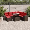 vidaXL Patio Sofa Set with Cushions Sectional Couches 8 Piece Poly Rattan - Brown - 2 of 4