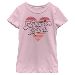 Girl's Lion King Hakuna Matata Stripe Heart T-Shirt - 1 of 4