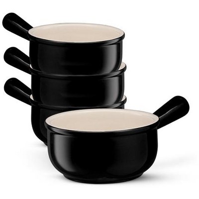 Kook French Onion Soup Crocks, Ceramic Bowls, 18 oz, Set of 4