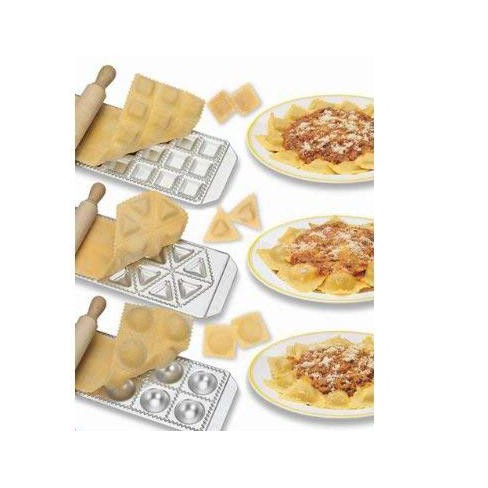 Pasta Maker Machine by Imperia- Deluxe Set w 2 Attachments, Star Ravioli  Mold and Rolling Pin