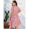 Plus Size V Neck Midi Dress Wrap Short Sleeves High Waisted Summer Casual Belt Dress - 4 of 4