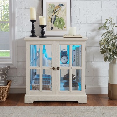 NicBex Bookcases for Living Room 4-tier 31.5" W Glass Display Cabinet Storage Bookcase Collectors Showcase with Flip-up Glass Doors for Office