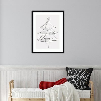 Merry Christmas Black and White Wood Framed Wall Art